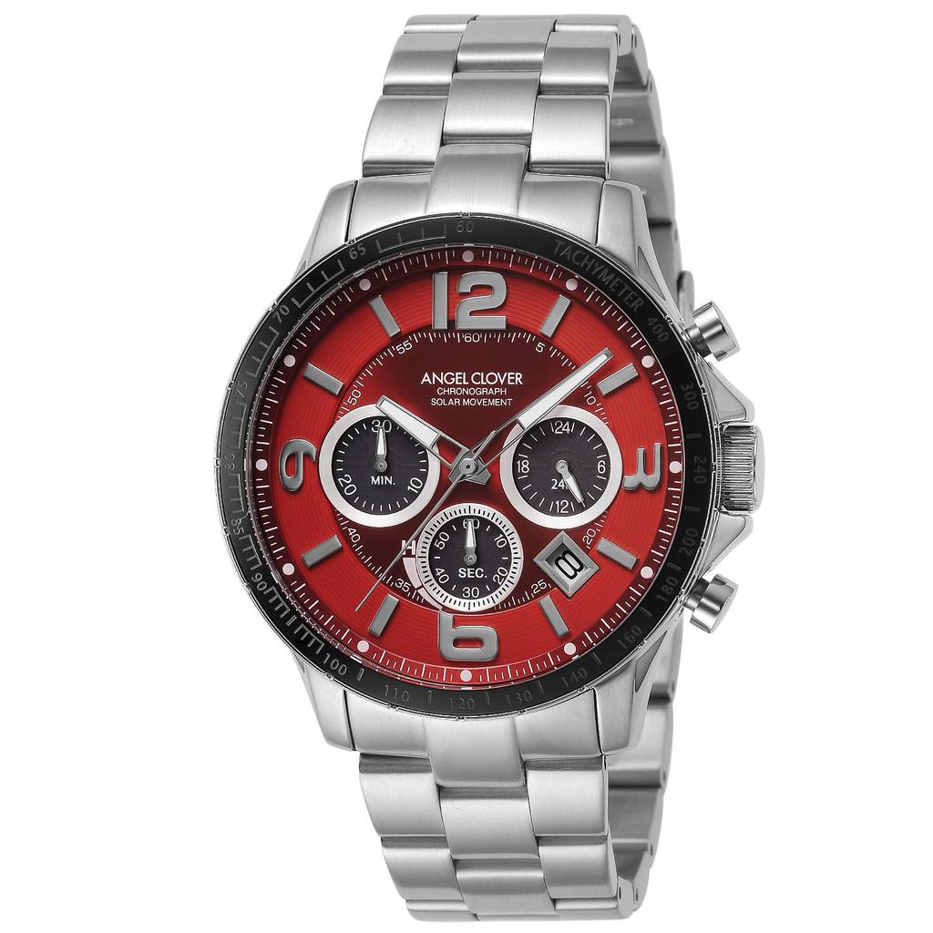 Angel Clover Time Craft Solar Men's Silver Watch TCS44SRE