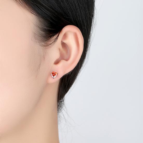 Леди Блестящий цирконий Любовь Сердце Кулон Ожерелье Серьги-гвоздики Комплект Ювелирных Изделий