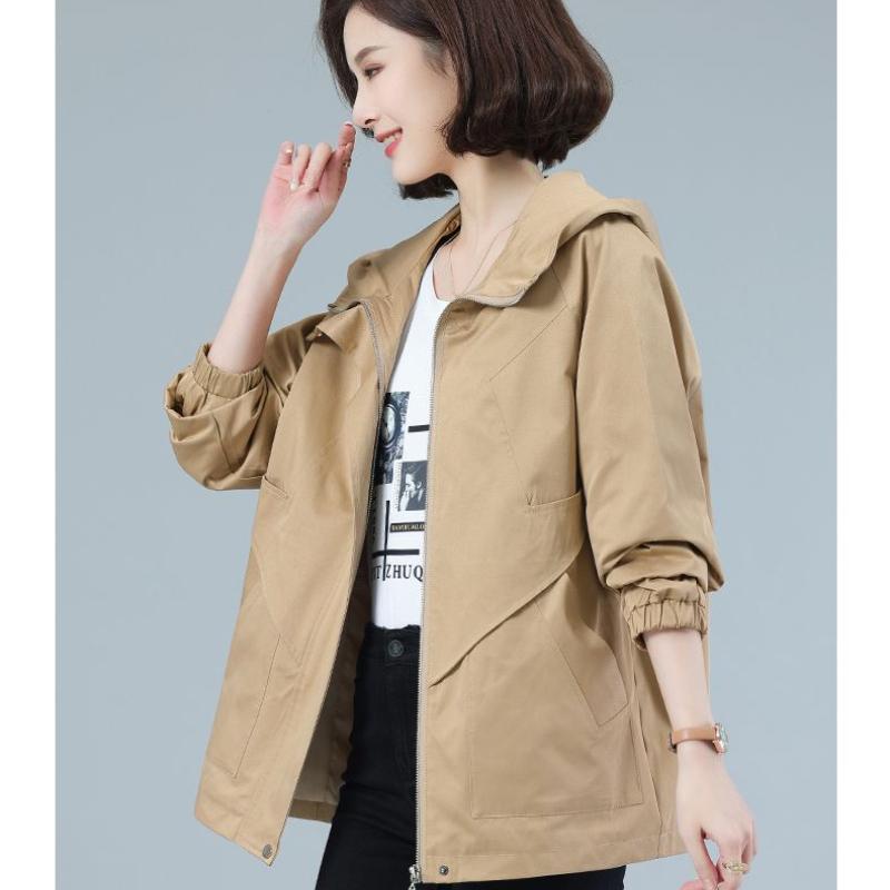 Базовые пальто с длинными рукавами, женская куртка, ветровка с капюшоном, женская свободная одежда больших размеров, новая модная женская верхняя одежда на молнии