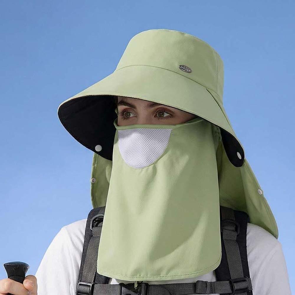 Sun Hat Anti-UV Mask Sunshade Shawl Cap Solid Color Portable Neck Protection Hat Polyester Wide-brimmed Picking Tea Hat Sport