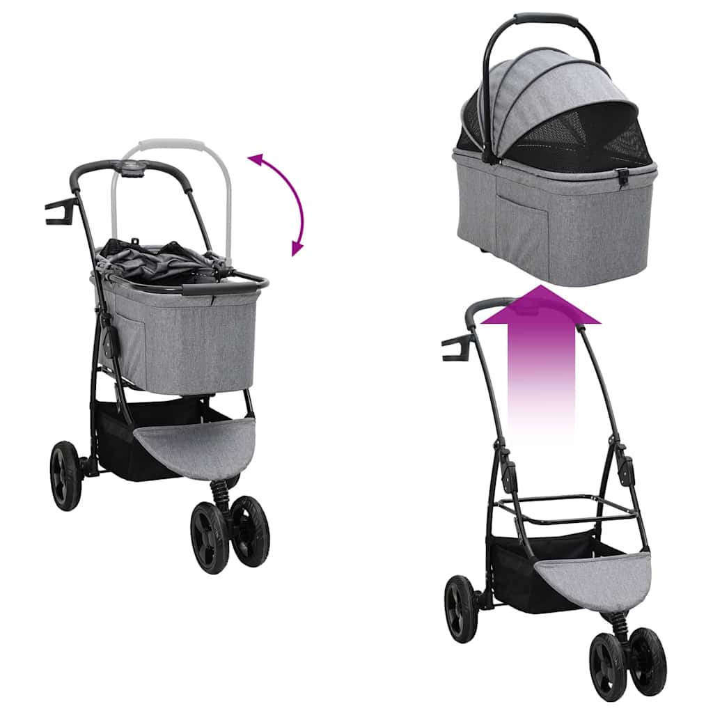 Foldable Pet Stroller Gray 78 x 54 x 101 cm Polyester