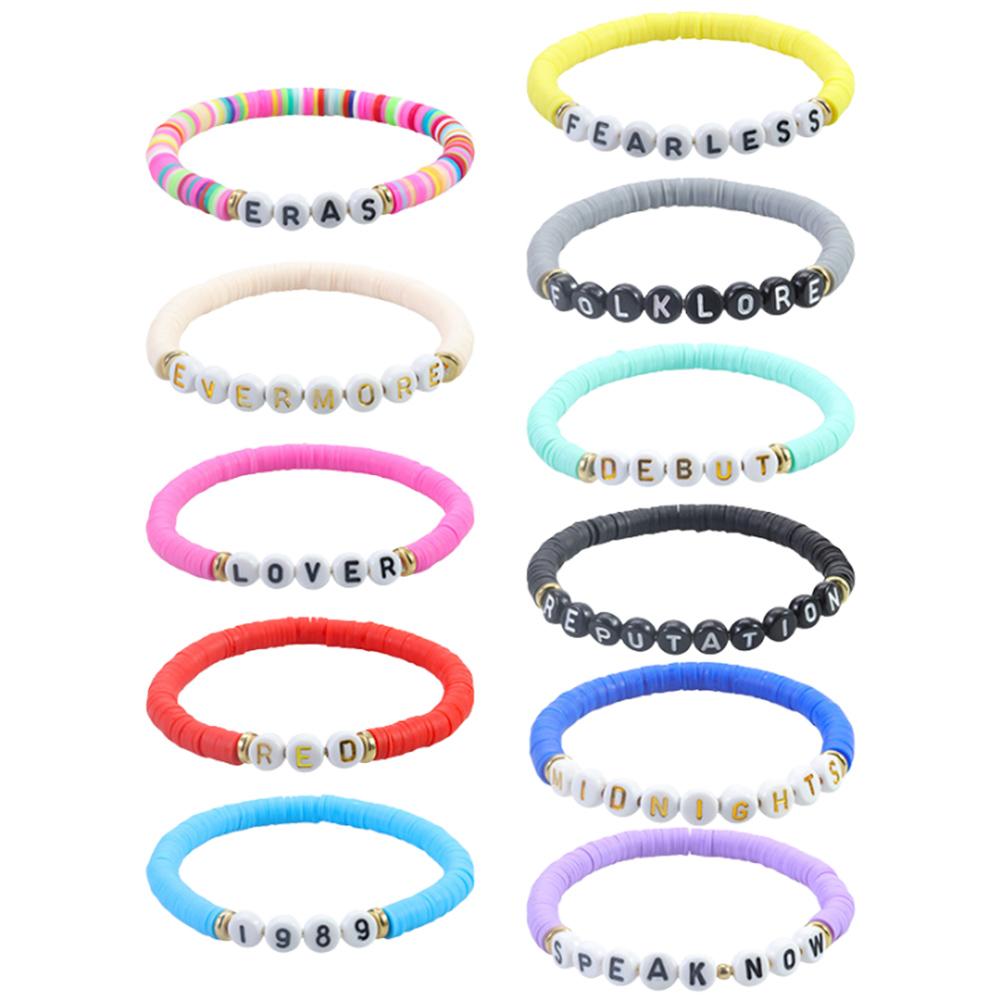 10/11/15 шт. Подарочный набор браслетов с глиняной бусиной для поклонников Тейлор Свифт, браслеты из альбома, браслеты с бусинами в стиле бохо для женщин и девушек