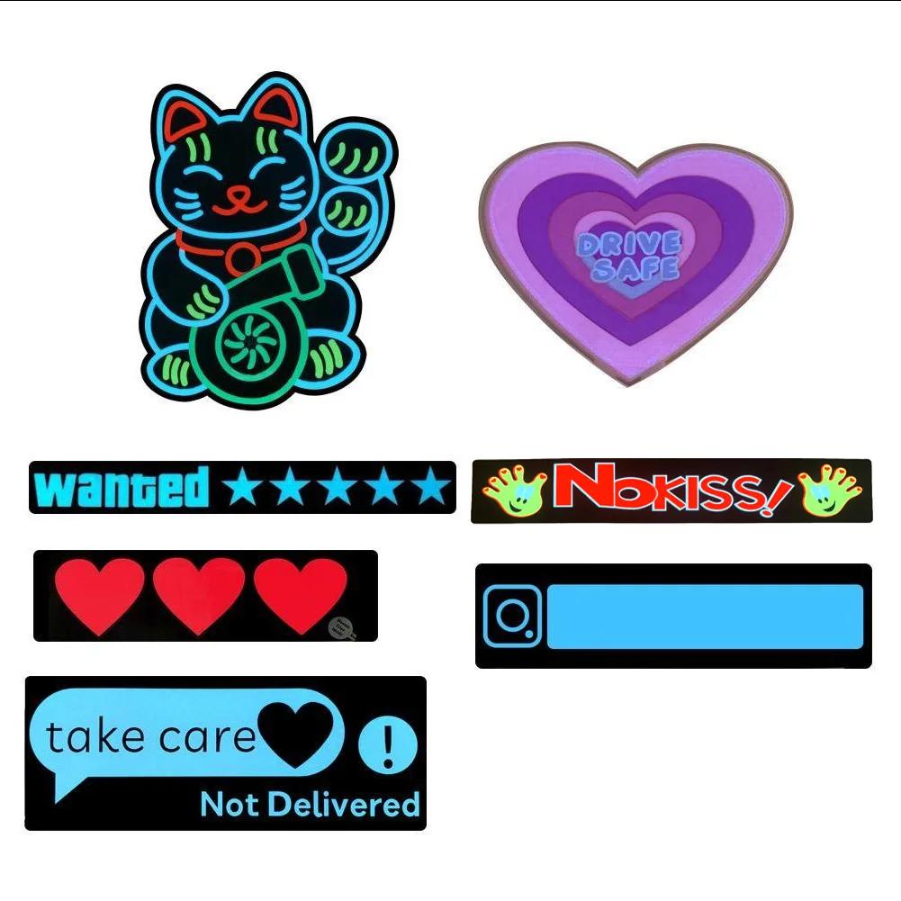 5 звезд Требуются светодиодные светоизлучающие наклейки на окна, наклейки на лобовое стекло JDM декоративные автомобильные аксессуары световая панель без батареи