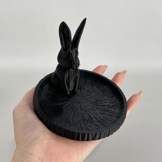 Черный поднос для украшений в виде кошки, 3D-печать, поднос для хранения кролика, многоцелевой органайзер для украшений, мелочей, ключей, настольное украшение