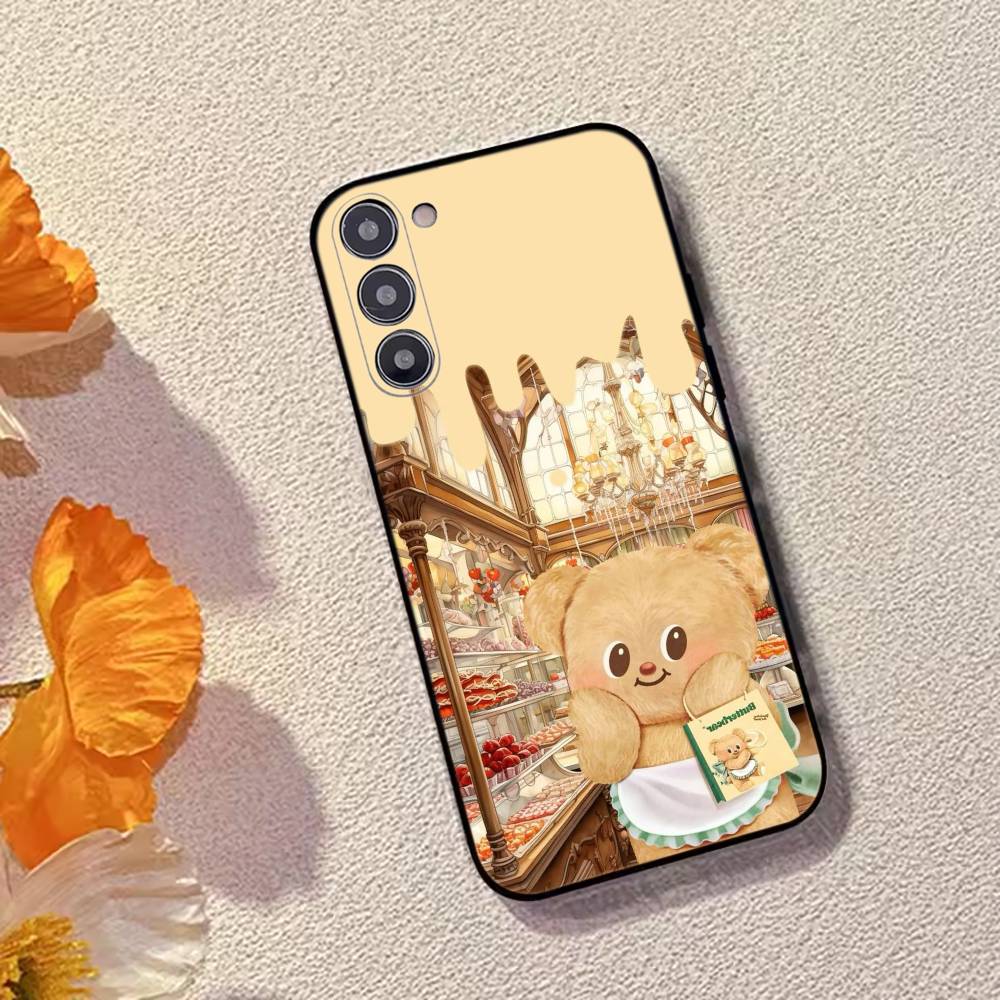 Cute Cartoon B-Butterbear Phone Case For Samsung Galaxy A73,A72,A71,A70,A53,A52,A51,Soft Silicone Black Cover