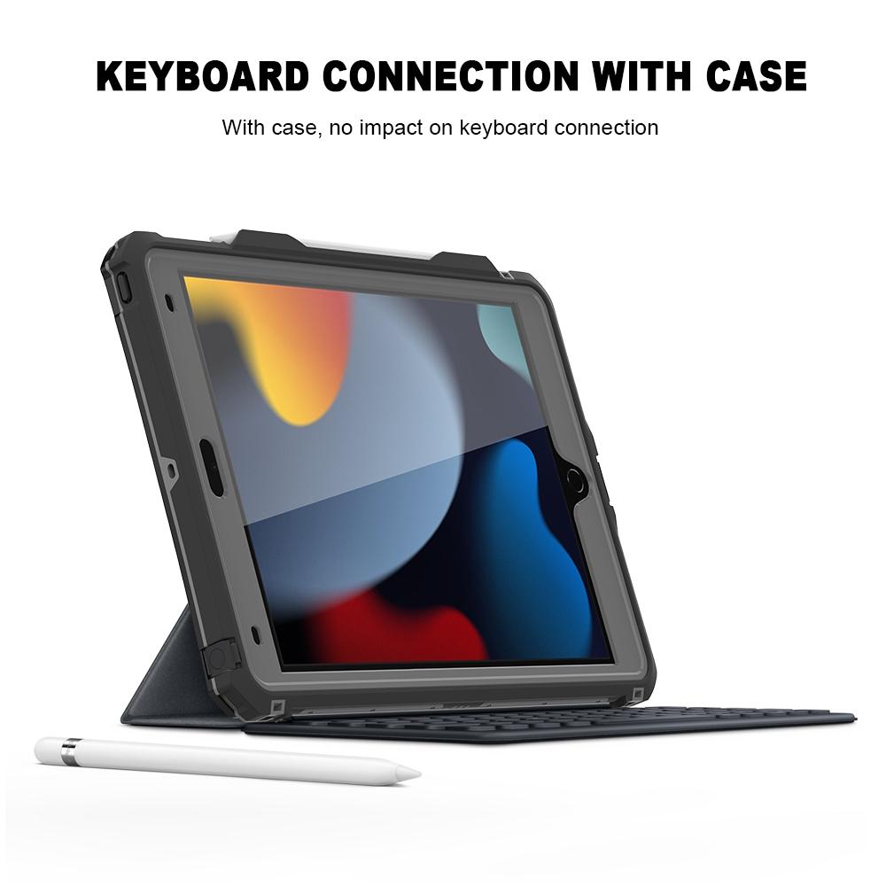 Водонепроницаемый чехол-кейс IP68 для Apple iPad 7 8 9 10.2" с Защитной пленкой для экрана Держателем для стилуса Водостойкой Подставкой Чехол с Ремешком
