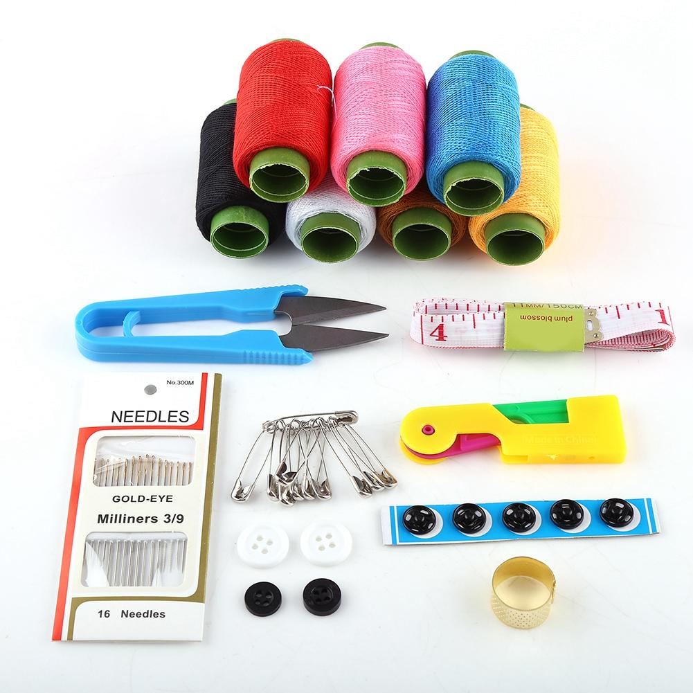 10pcsbox Large Sewing Box Threader Needle Tape Measure Scissor Thimble Kit Tool