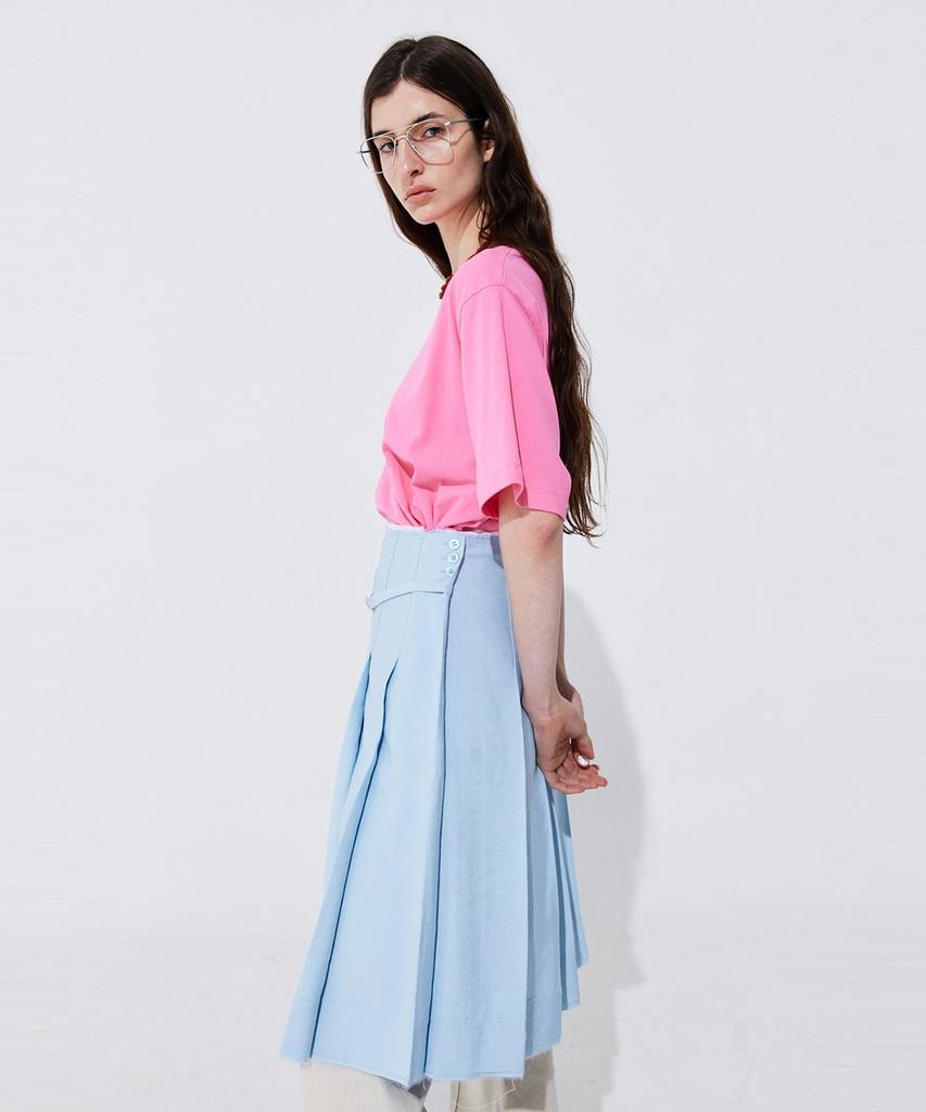 Bundercammer Raw-Cut Pleats Skirt_Light Blue