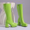 Women's High-heeled Boots Autumn and Winter New Candy-colored Thick-heeled Large-size Medium Boots