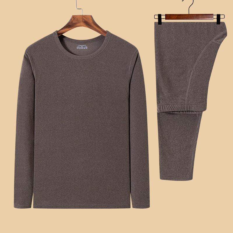 Мужской комплект термобелья из немецкого бархата - утепленный топ с длинными рукавами и брюки для зимы и осени