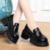Fashion Comfortable Thick-Soled Leather Shoes Spring Autumn New Round-Toe Women's Shoes Versatile With British Style Thick Heel Loafers