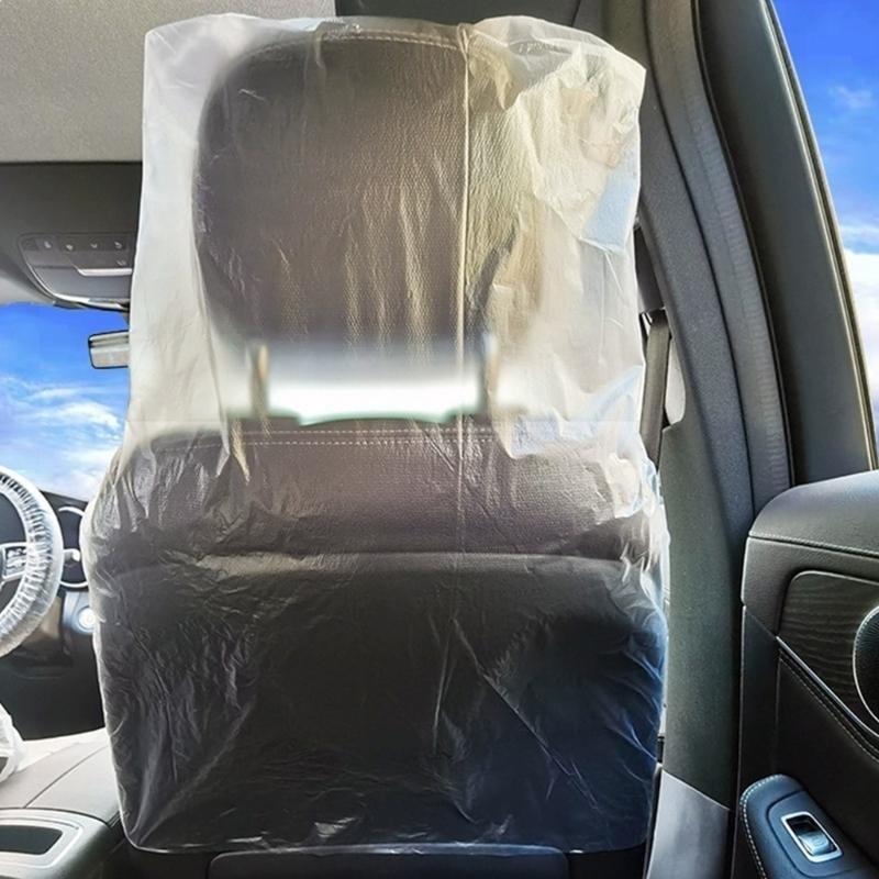 R9CC 100pcs Car Covers Transparent Car Chair Covers Disposable Vehicle Dustproof Cover Universal Car Protector