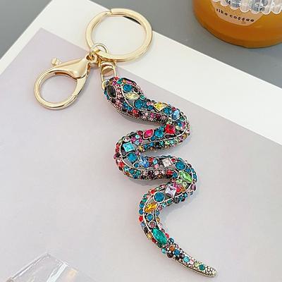 Креативный Ретро Китайский Зодиак Бриллиантовая Змея Подвеска для Авто Креативный Красочный Брелок Змея Украшение для Сумки Маленький Подарок AVE