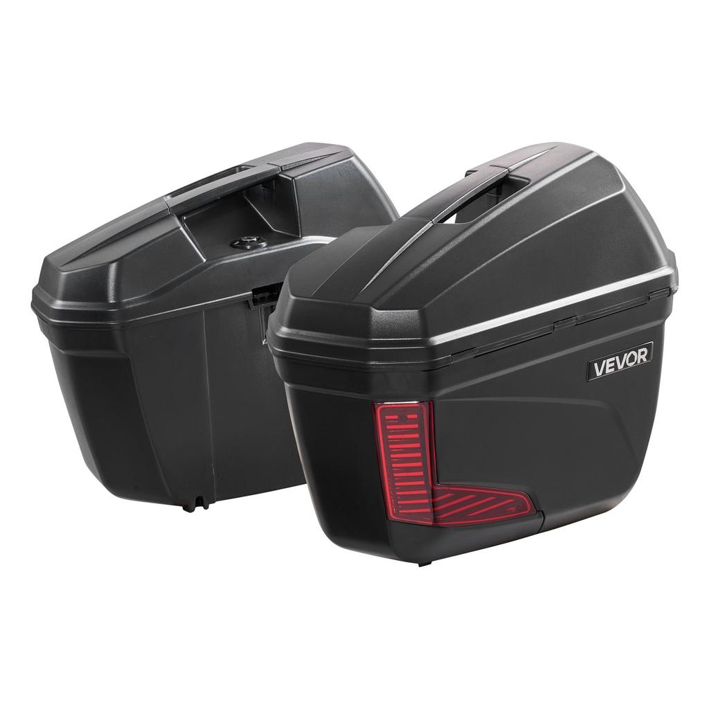 Motorcycle Side Case 46L (23L*2) Universal ABS Motorcycle Saddle Case, Waterproof Detachable Left & Right Motorbike Side Boxs with Security Lock for