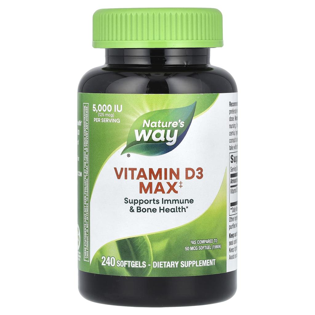 Nature'S Way, Vitamin D3 Max, 125Mcg (5,000Iu), 240 Softgels