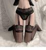 Sexy Black Ultra-Thin Thigh-High Stockings with Garter – Tempting and Elegant for Spring/Summer.