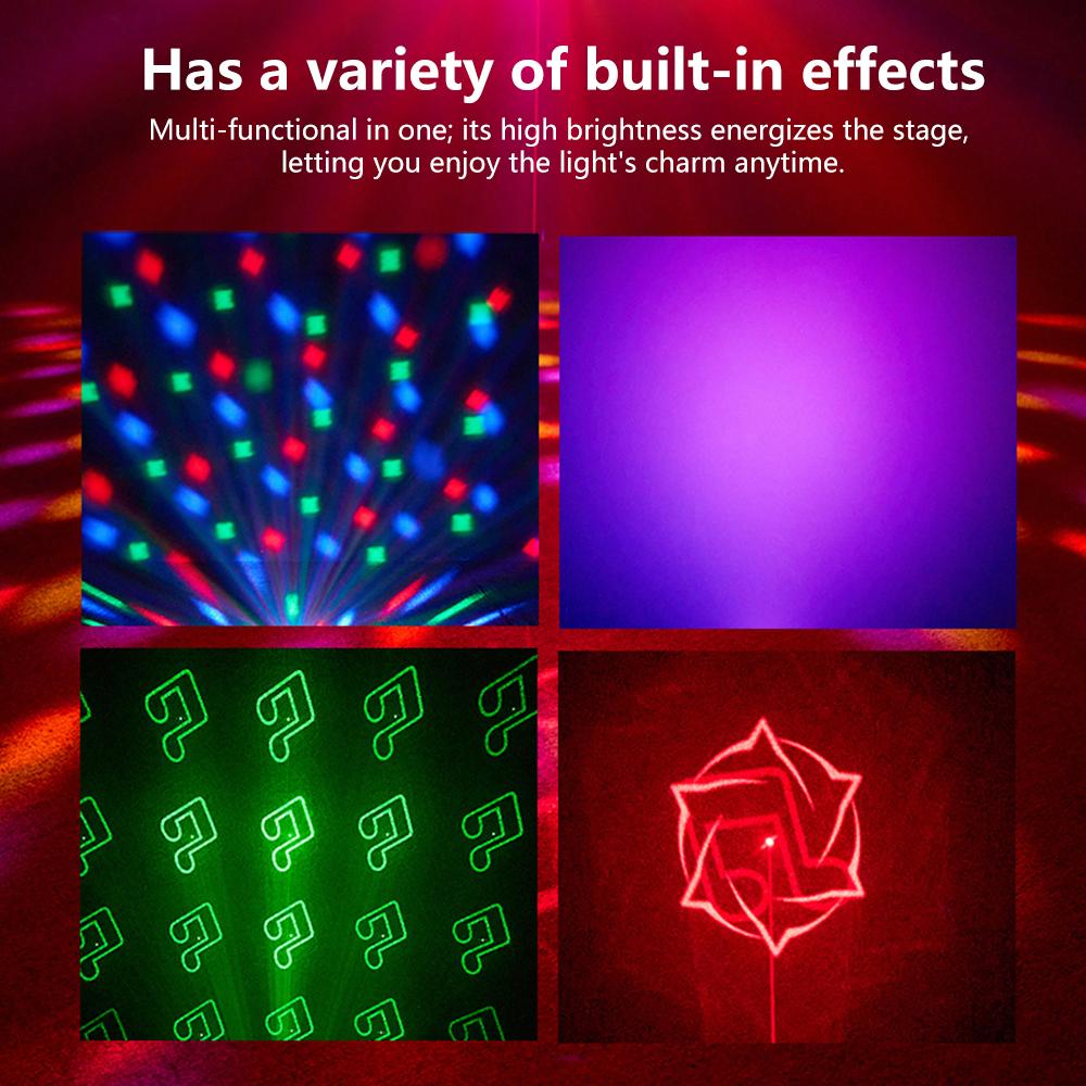 DJ Party Disco Ball Night Light Sound Activated 4 in 1 LED Stage Lights Strobe Pattern Light for Home Room Dance Parties