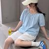 Летний комплект из двух предметов для девочек: короткая рубашка-кукла в корейском стиле и повседневные шорты