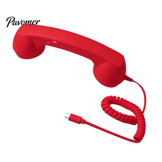 Portable Phone Handset for Office Retro Mobile Phones, Type-C Vintage Wired Handheld Old Fashioned Cell Receiver with Microphone Calls, Meetings,