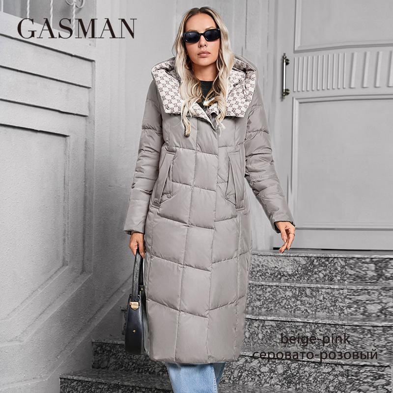 GASMAN 2024 Женская зимняя куртка модная длинная Большой карман Пальто женская брендовая высококачественная парка ветрозащитная теплая пуховая куртка 83510