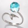 Кольцо Bague Ringen 925 Серебряное кольцо с синим кристаллом в виде русалки, открытые кольца для женщин, свадебный подарок на день рождения, модные ювелирные изделия высокого качества
