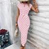 JPNTKY Модные Летние Весенние Повседневные Платья с Короткой Рукавой и Круглым Вырезом