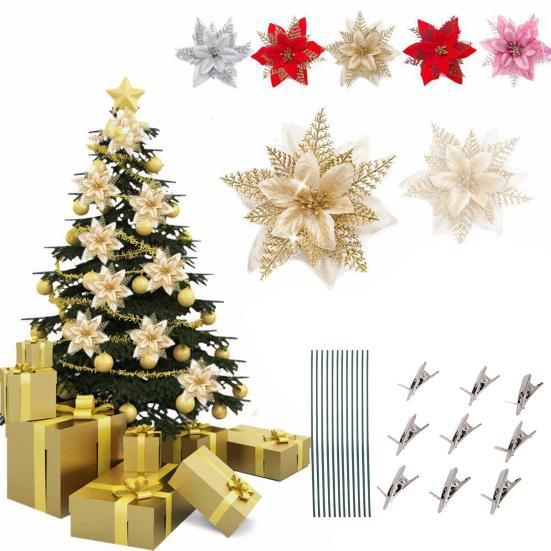 10 Pcs Christmas Metal Elastic Flower Spring Clips Mini Clips Stainless Lightweight Reusable No Deformation