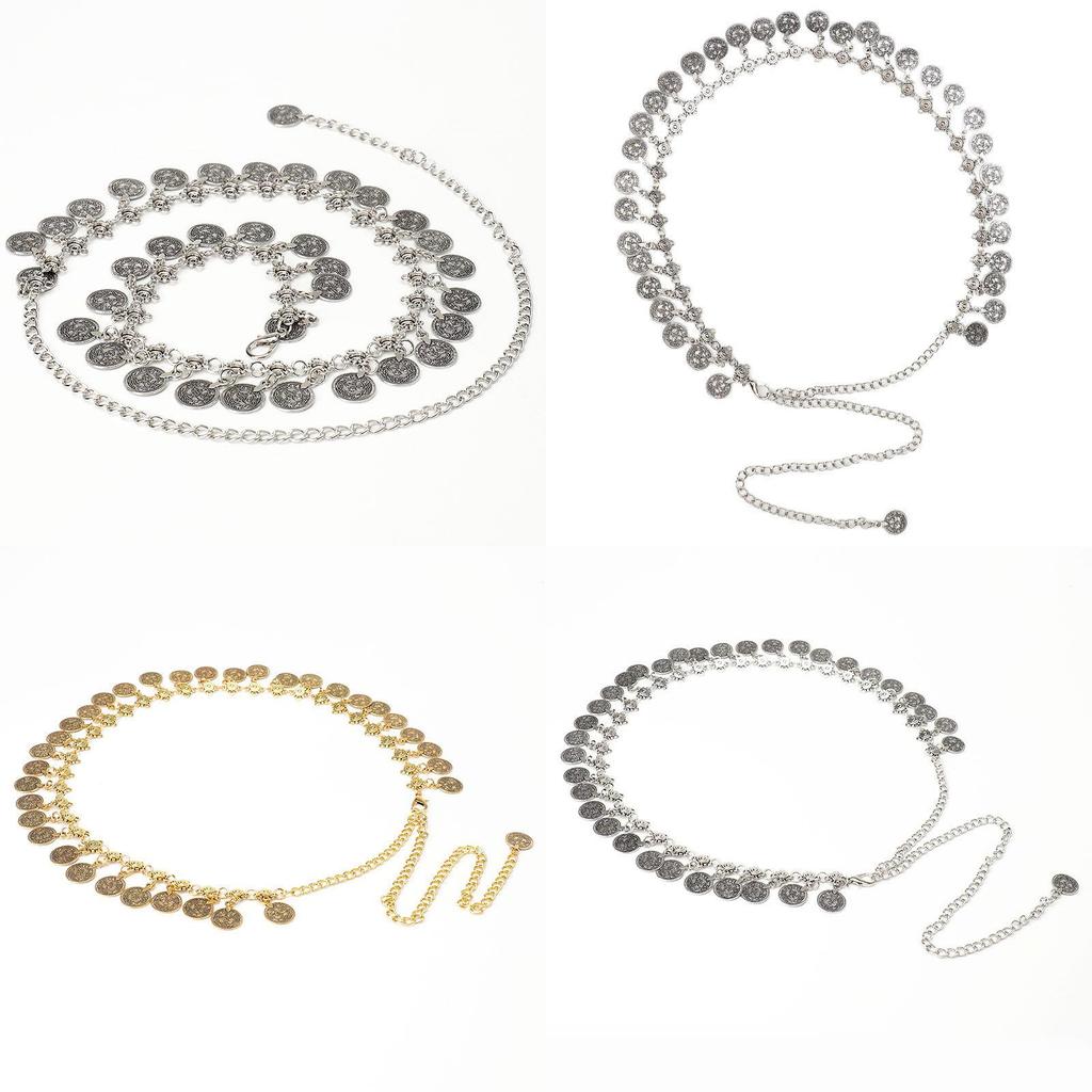 Стильный металлический пояс на талию с подвеской-монетой и застежкой-крючком для женской моды