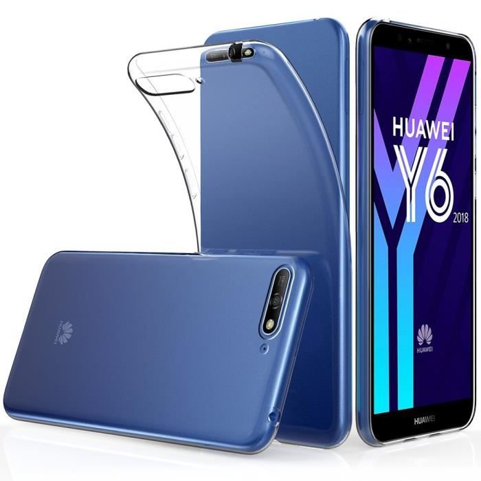 Coque HUAWEI Y6 2018 - Silicone Transparent + Verre Trempé Film Protection Ecran [Phonillico®]