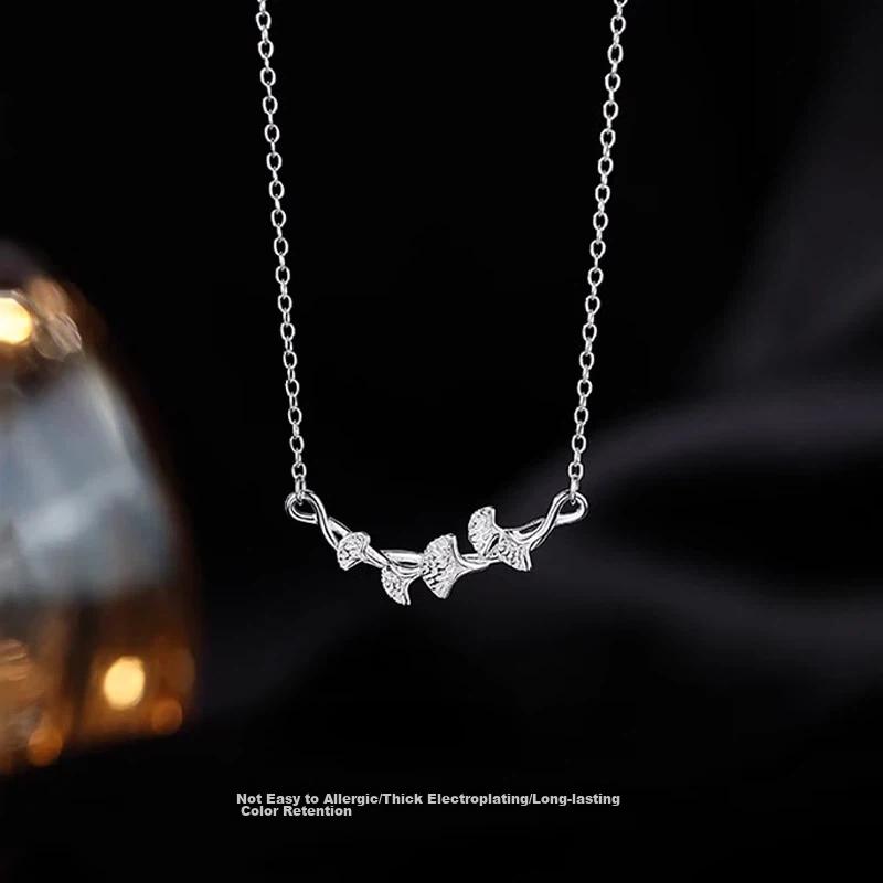 Sterling Silver Necklace, Ginkgo Leaf Design, Chain Necklace