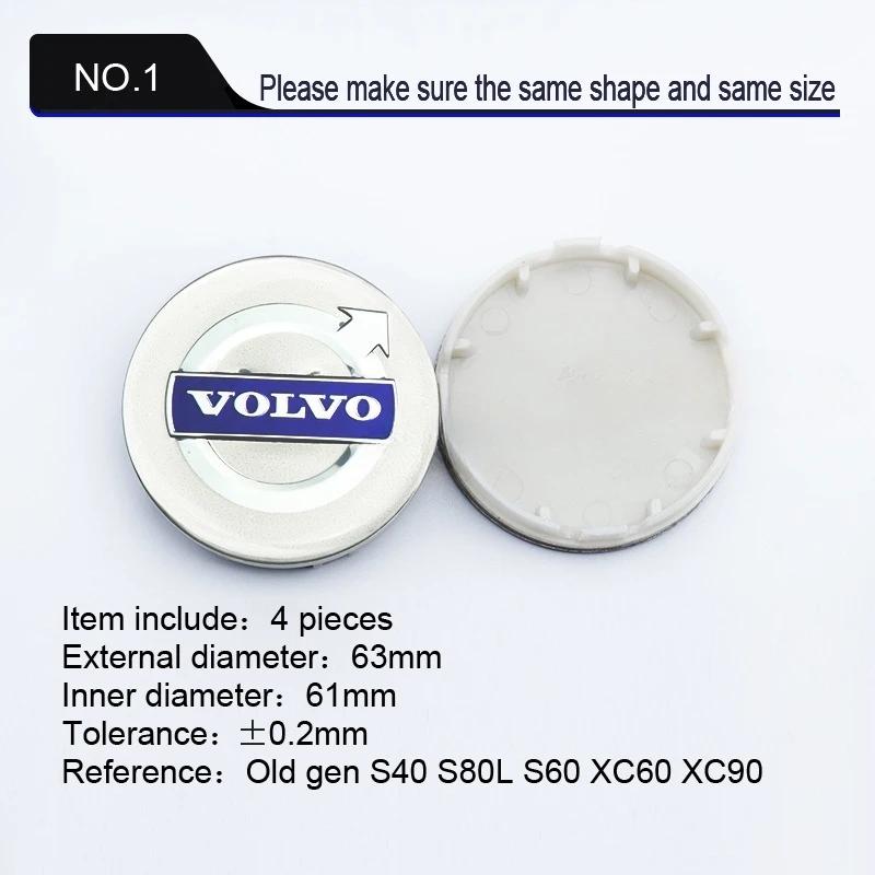 4Pcs Car Wheel Center Hub Caps Cover Auto Emblem Car Accessories Fits For Volvo S40 S80L S60 S90 XC40 XC60 XC90 V40 V60 V90