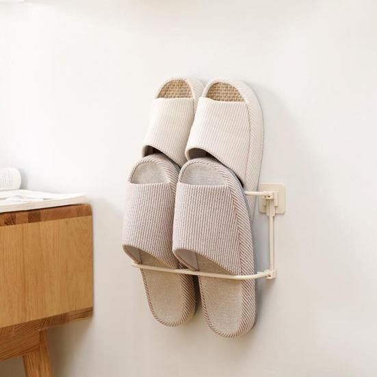 Shoe Rack Foldable Bathroom Slipper Rack Wall Mounted Punch-free Easy Access And Space Saving Shoe Organizer