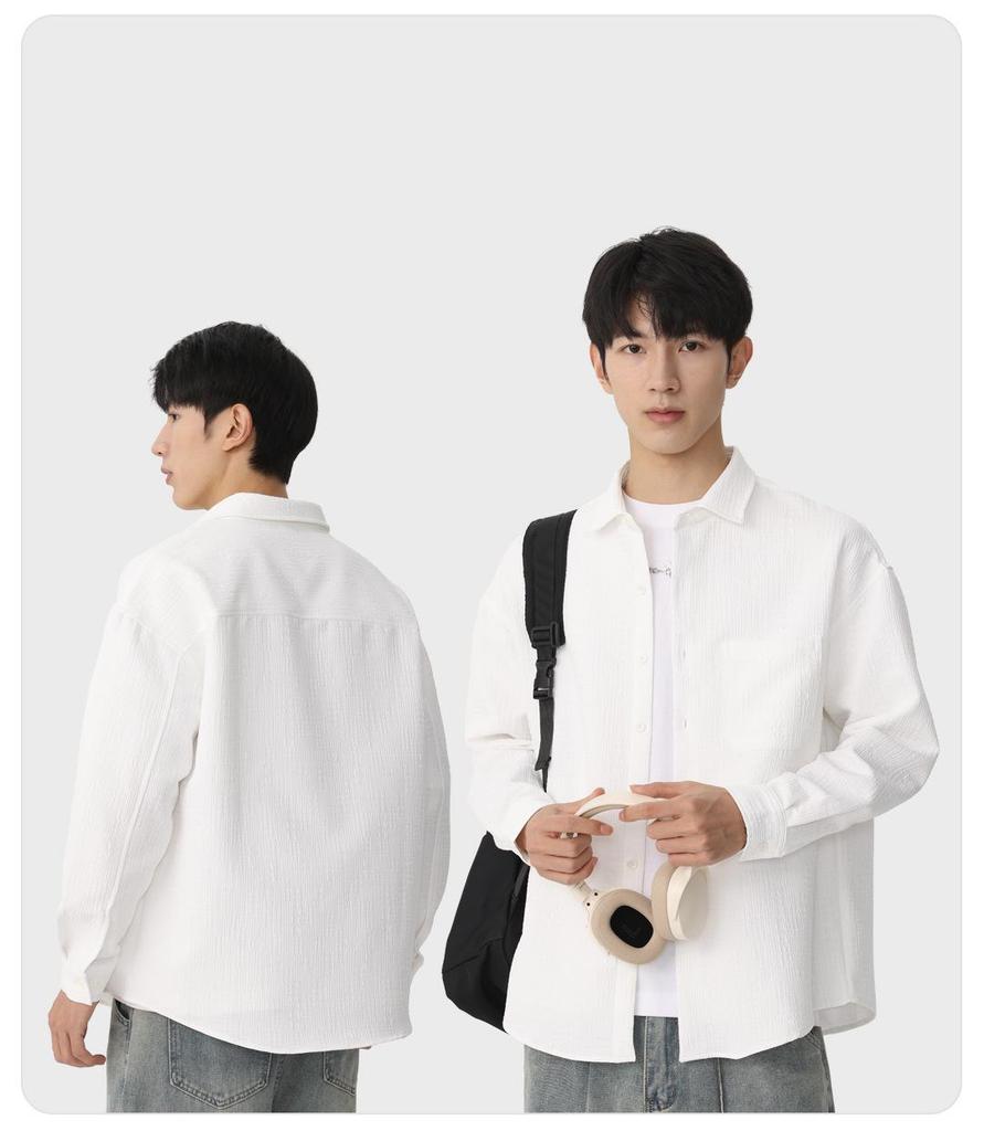 Мужская высококачественная повседневная рубашка с длинным рукавом и французской текстурой от Dongyu