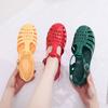 Summer Fashion Candy Color Bag Head Sandals Women Wear Plastic Flat Sandals Hollow Buckle Roman Shoes Beach Shoes