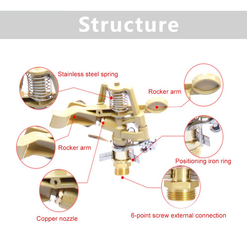 0 Degrees -360 Degrees Kirsite Adjustable Pattern Rain Bird Garden Impact Sprinkler Agricultural Lawn Brass Spray ADM
