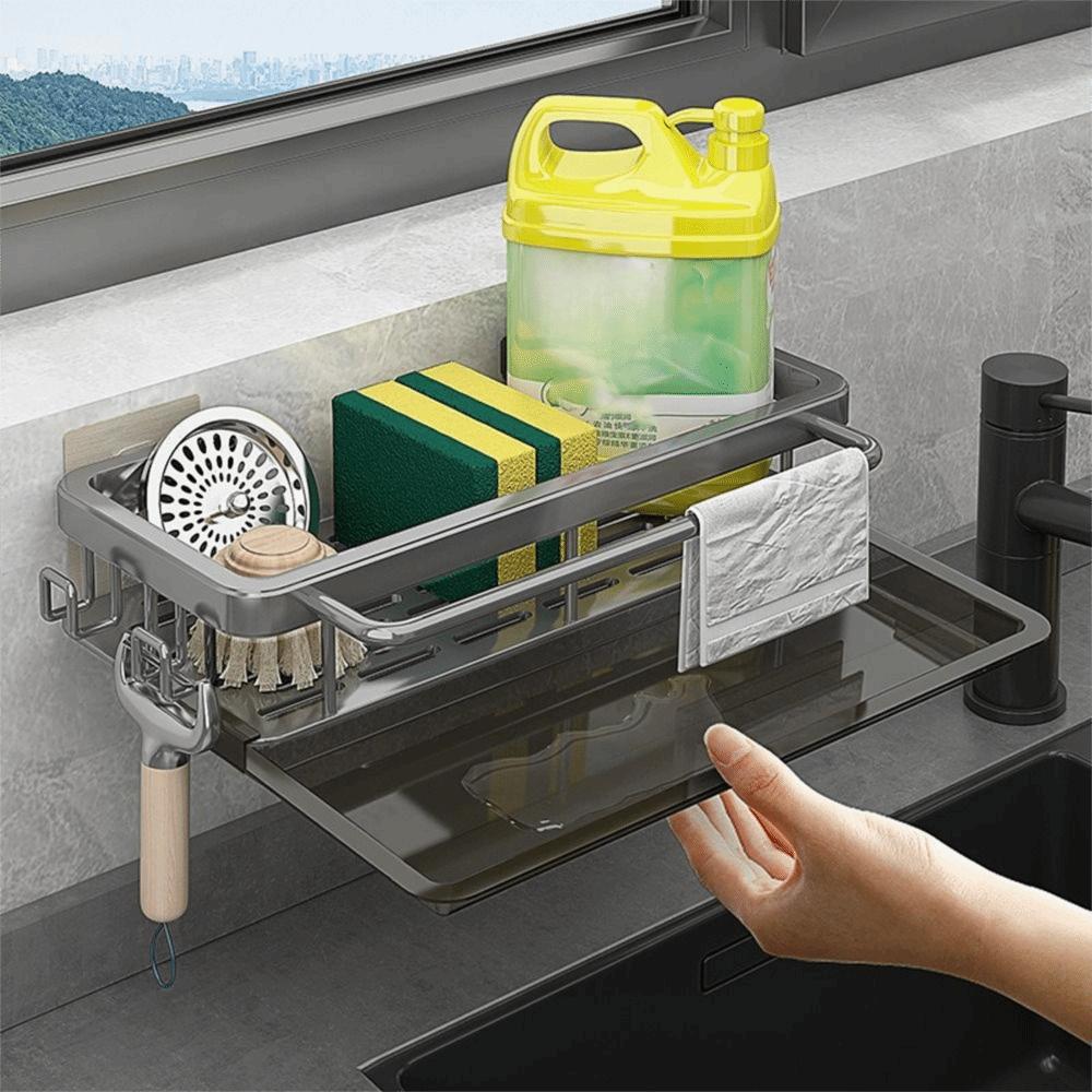 with Tray Dishware Drain Rack Dustproof Storage Organizer Kitchen Storage Rack Space Saving