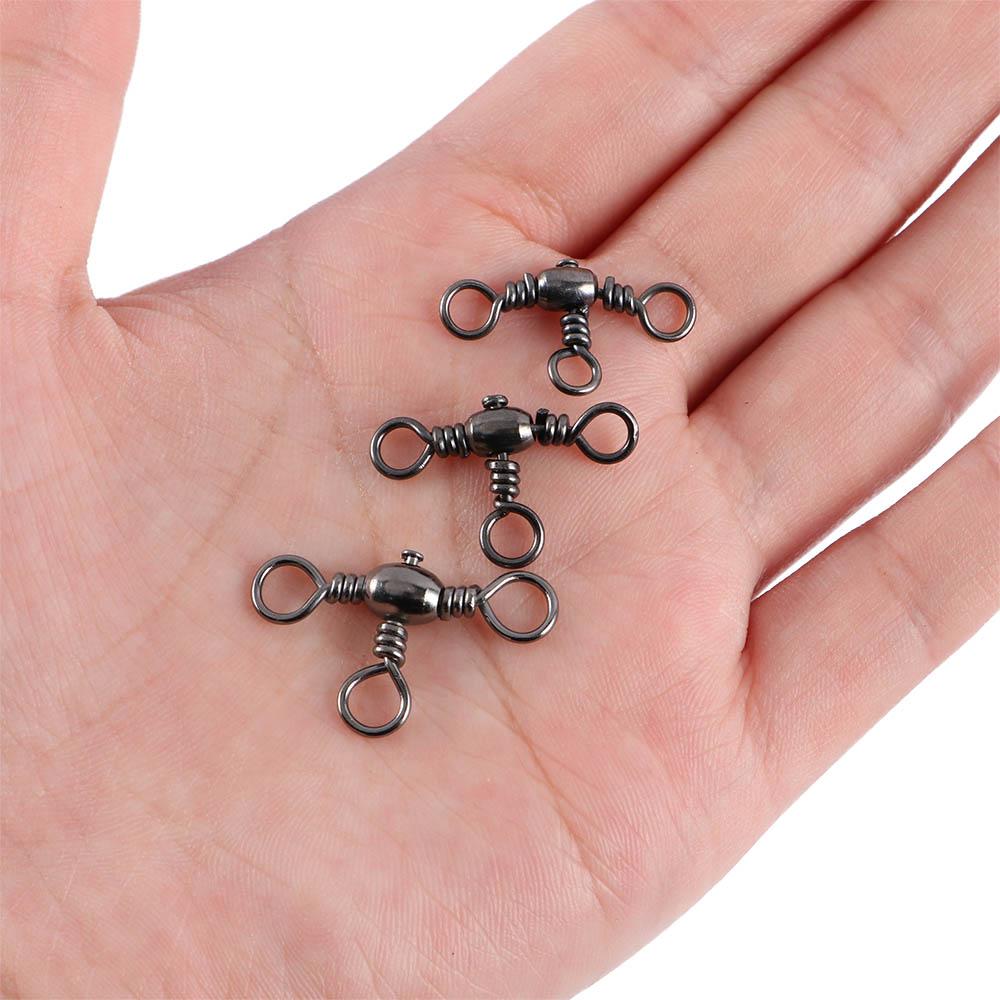 Barrel Stainless Steel 3 Way Swivel Ring Fishing Swivel Fishing Line Connector Rolling Solid Ring