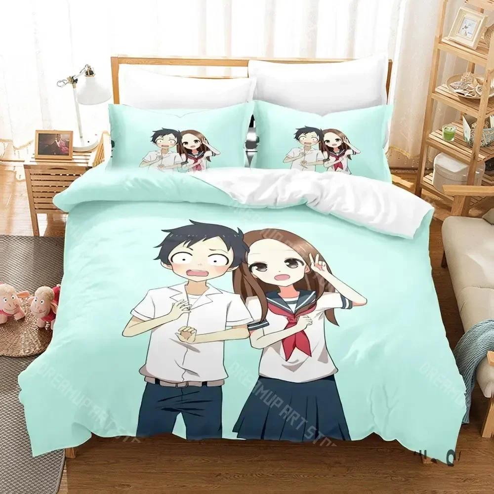Набор постельного белья Teasing Master Takagi-san Односпальный Полуторный Двуспальный Кинг-сайз Комплект постельного белья для взрослого ребенка Аниме Постель