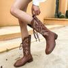 Vintage Embroidered Western Cowboy Boots New Medium Tube Thick Heel Knight Boots Versatile Strap Martin Boots