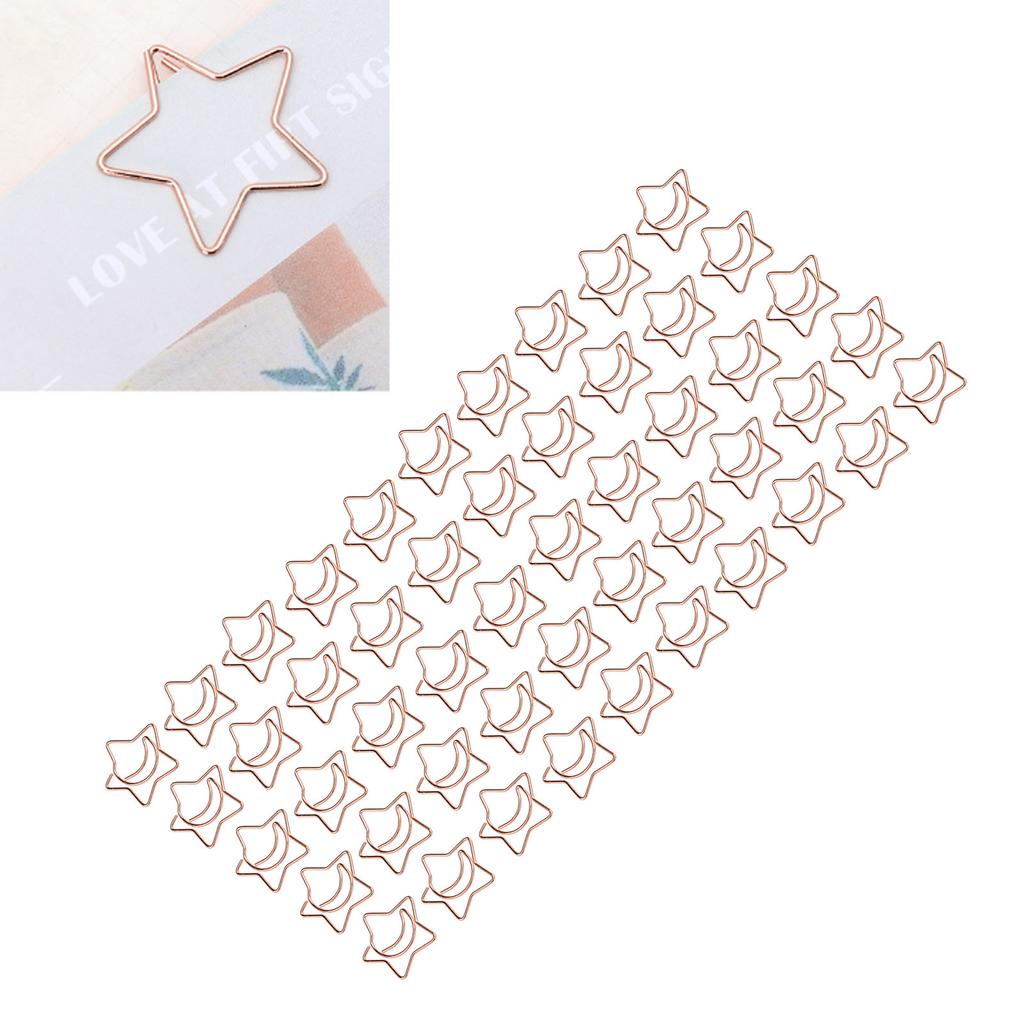 50Pcs Pentagram Paperclips Electroplating Process Fadeless Cute Shaped Mini Gold Paper Clips Fo