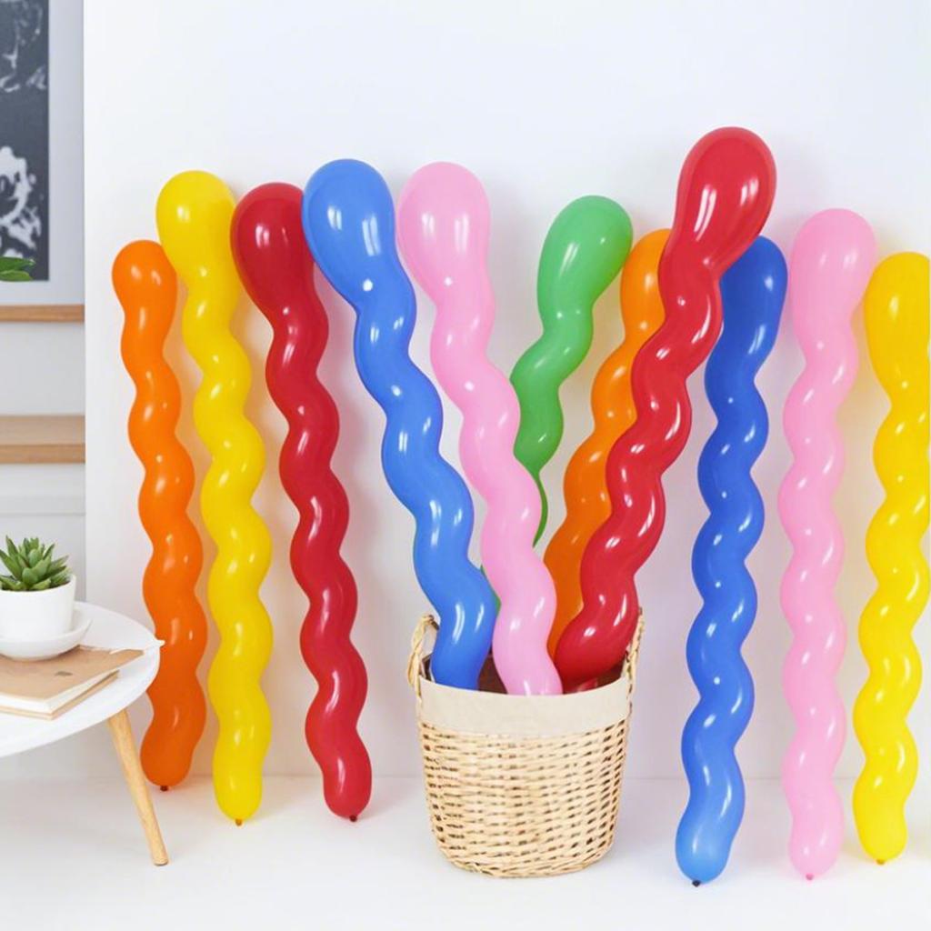 10/50 latex spiral balloons, uniquely colored twisted balloons, decorations for birthdays, weddings, holidays, and parties