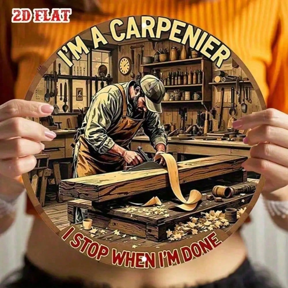 American Craftsman 7,87 дюйма Я плотник Металлическая табличка Рустикальный алюминиевый декор для стен Мастерская Гараж Мужская комната Домашний бар