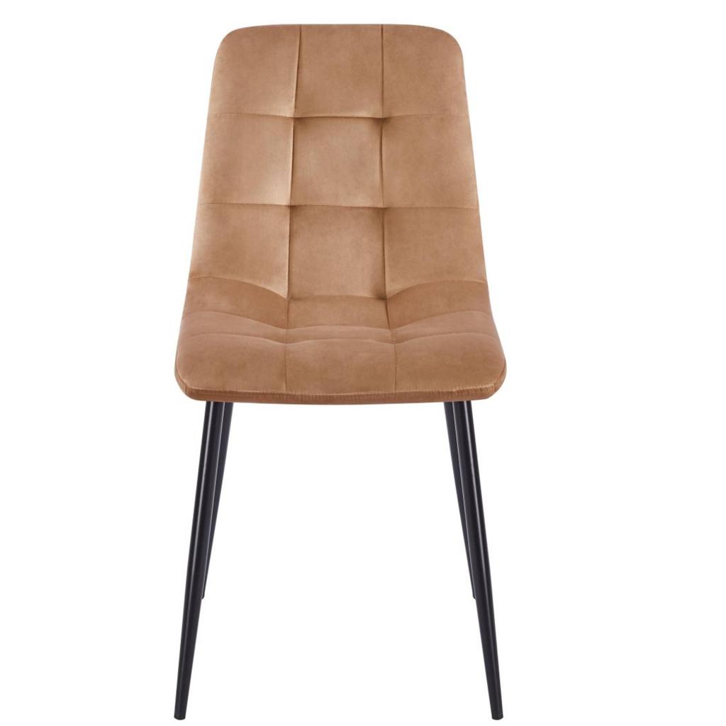 Cappuccino velvet chair with classic black legs for the office