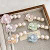 Sweet Camellia Pearl Side Clip Korean Style Duckbill Clip Lovely Flower Hair Clip  Girls/lady