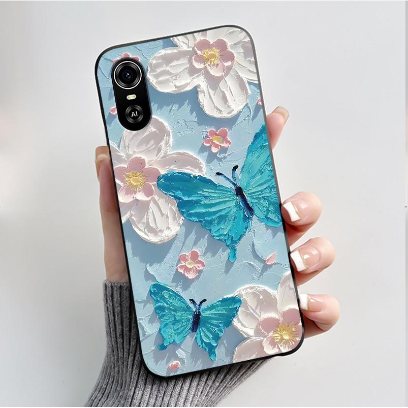 Для чехлов на телефон ZTE Blade A33S Мягкая силиконовая задняя крышка Для ZTE Blade A 33 S Чехол Модный Цветок Черный ТПУ Оболочка Coque A33S Capa