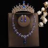 DIEZI Baroque Bridal Rhinestone Crown Tiaras For Women Wedding Princess Queen Blue Crystal Tiaras Necklace Earrings Jewelry Sets