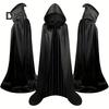 Накидка на Хэллоуин, черный средневековый халат волшебника с капюшоном, костюм для косплея, плащ для выступлений на Хэллоуин для взрослых и детей