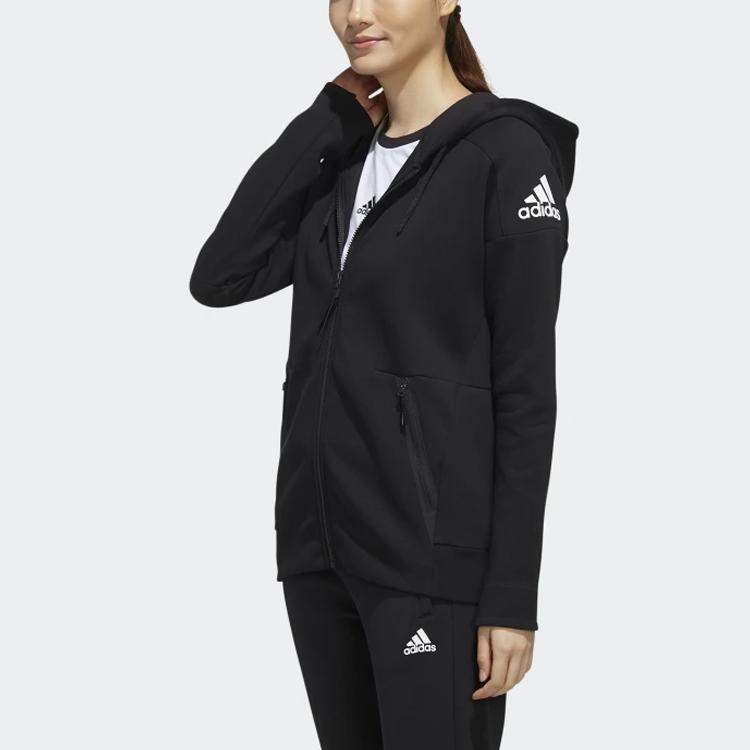 adidas Htt Stretch однотонная повседневная спортивная толстовка с капюшоном женская куртка черного цвета EH3881