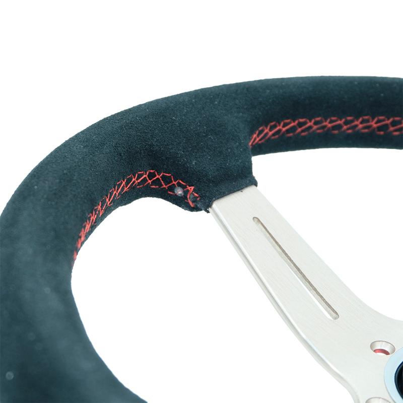 ND 14 Inch 350MM Straight Frame Velvet Leather Modified Racing Game Steering Wheel 13053