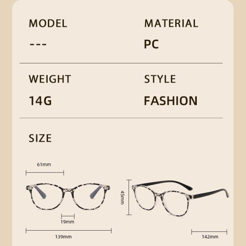 New Fashionable Anti Blue Light Circular Large Frame Reading Glasses Clear Lens Optical Prescription Eyeglasses 0 To +4.0